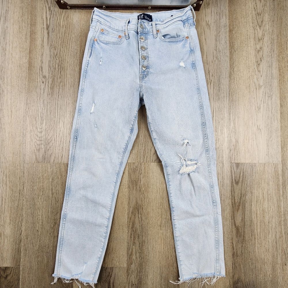 Gap High Rise Vintage Slim Distressed Jeans Size 8